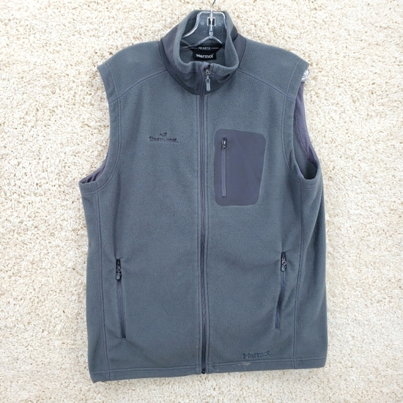 Marmot Other - 𝅺marmot Polartec Men US Large Polyester Fleece Drop Line Vest gray full zip
